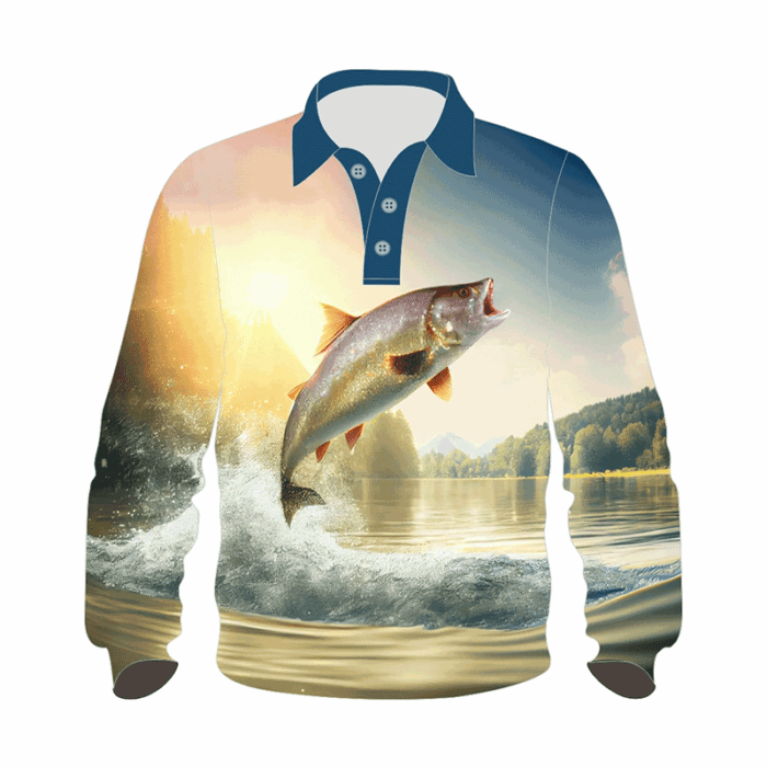 OEM Fashionable Full Print Fishing Clothing Long Sleeve Fishing Jerseys Outdoor Mens