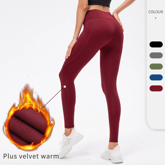 Yoga Pants Fleece Plus Velvet Warm Women Gym Sport 12366